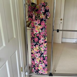 Strapless floral Badgley Mischka dress, size 2